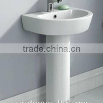 Bathroom D shape ceramic pedestal shampoo sink