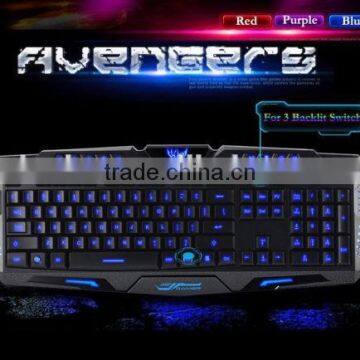 M200 Three Color Backlight Multimedia Ergonomic Gaming Keyboard Blue/Red/Purple photo-2