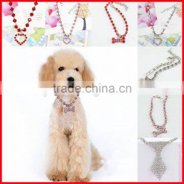 2016 Diamond Pet Dog Cat Tie Crystal Rhinestone Collar Necklace Accessories