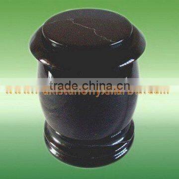 HAND CARVED JET BLACK MARBLE URNS photo-4