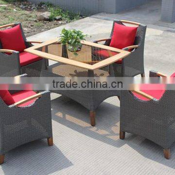 Современный наружныйrattan обеденный набор из плетеной виноградной лозы photo-2