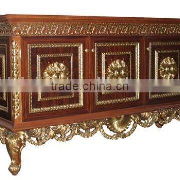 Exquisite Carved Wooden Side Cabinet/Curio Cabinet, Antique Palace Decorative Console Cabinet For Living Room photo-3