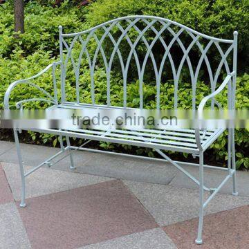 Foldable Blue Wrought Iron Outdoor Bench photo-3