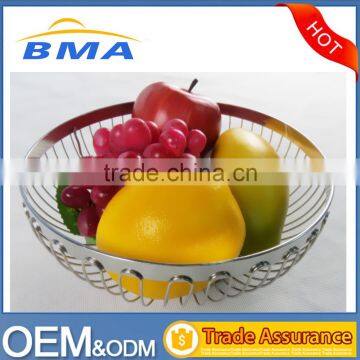 Hot Sale Round Shape Iron Wire Bread Basket Fruit Basket Chrome