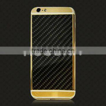 Luxury black carbon fiber housing for iPhone 6/6plus gold plating back cover,custom carbon fiber housing