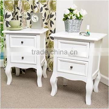 Set of Two Small Traditional Style Bedside Table in White