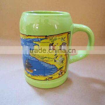 promotional beer mug with decal