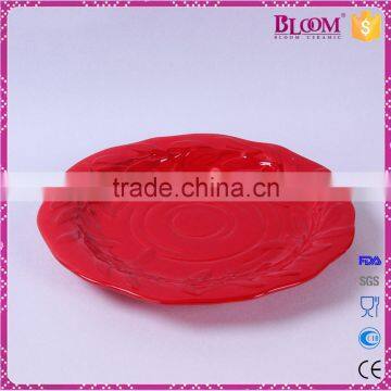 Ceramic Red Wedding Decoration Dry Fruit Plate photo-2