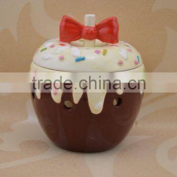 factory direct cake shape ceramic aroma oil burner with tealight candle