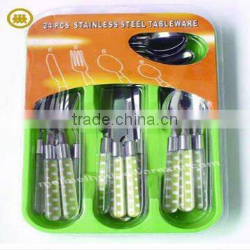 Stainless steel cutlery set with plastic handle