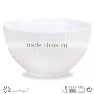 Delicate White Color Emboss Ceramic Dinner Set With Vertical Stripe Decoration photo-4