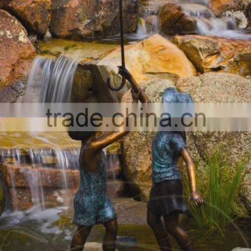 Bronze Boy & Girl Umbrella Fountain II photo-4
