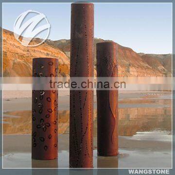 Simple Design Abstract Weathering Steel Column Shape Sculpture for seaside decor