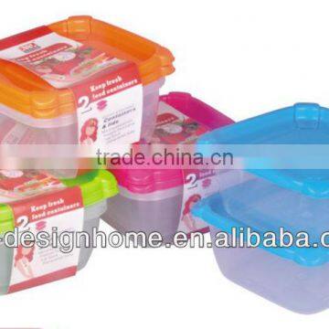 FUCHSIA, TURQUOISE, LIME GREEN, ORANGE 1.5L SQUARE PP PLASTIC FOOD CONTAINER