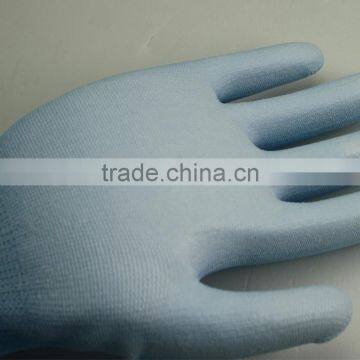 NMSAFETY 13 Gauge Knitted Blue Polyester Liner Coated White pu on Palm Gloves for Light Industry photo-3