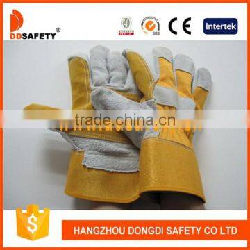Double Palm Leather Work Glove With Cotton Back Rubberized Cuff photo-1