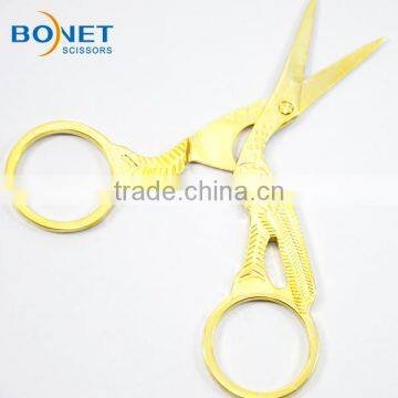 SEM0001G CE Certificated 3-5/8" Professional Fully S/S Mini Thread Stork Gold Plated Scissors photo-2