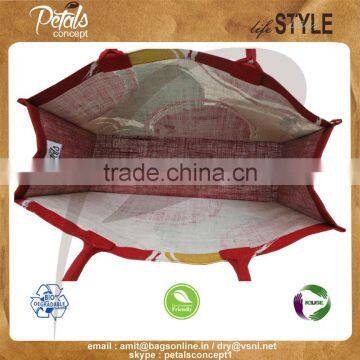 PP Laminated Jute Tote Bag With Padded Rope Handle With Three Color Print Two Side photo-6