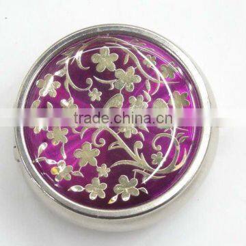 metal mini pill box with flower PB014