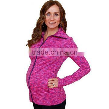 Stylish High Collar Full zipper Front Ruching Active Jacket Customized Women Zip Up Hoodies Wholesale For Gym Sports