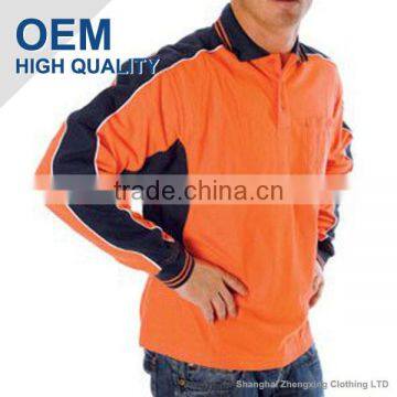 ZX OEM ODM high visibility polo shirtcustom polo shirtfr men's long sleeve high visibility polo shirts wholesale