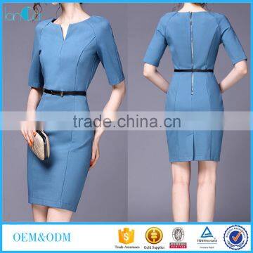 Fashionable style elegant wrap office dress pictures office dress for ladies