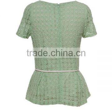 2015 High Quality Fashion Korean Style Green Color Ladies Tight Blouses photo-2
