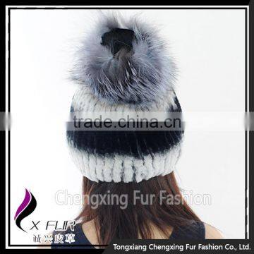CX-C-02A Wholesale Custom In Stock Hat Knitted Rex Rabbit Fur Hat photo-2