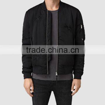 MGOO Custom Designs Embroidery Bomber Jackets Long Sleeves Zip Up Fly Mens Bomber Jackets Zip Up photo-2