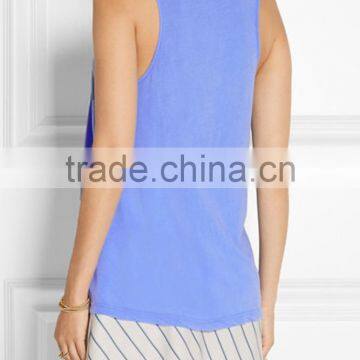 Blue Blank Gym Tank Top for Women photo-4