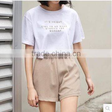 White t-shirts printed letters female contracted round collar short sleeve 2017 new summer