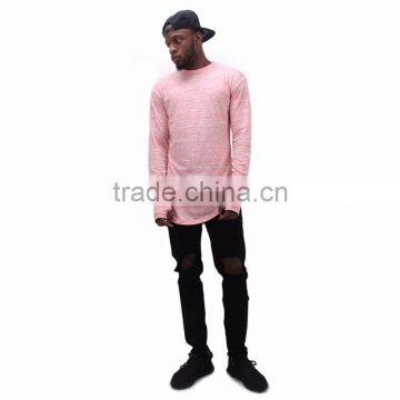 2017 Wholesale China men clothing t shirt long sleeve longline t shirt