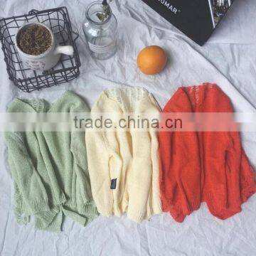 1-6 years Wholesale 2017 New Fashion Winter Girls Knitted Sweater Ripped Solid Colors Girls Pullover Sweater (pick size color )