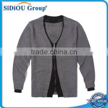 Long Sleeve Grey Button Down Cardigan Sweater For Men