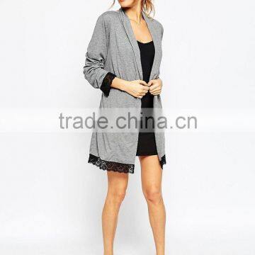 Sexy Fashion New Popular Comfortable Jersey Lace Trim Robe for Lady photo-5