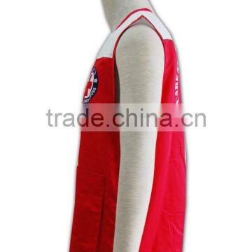 ISO 9001 Audit Factory 100% Polyester Zip up Red Fitted Safety Vest