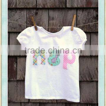 girls hop easter t-shirt wholesale children's boutique clothing ruffle raglan shirt