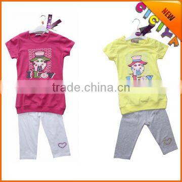 New design summer little girl clothing 100% cotton wholesale kids girl pajama sets