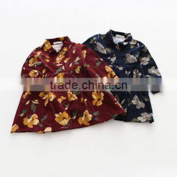 Autumn new style full printing girls kids long sleeve cotton dress