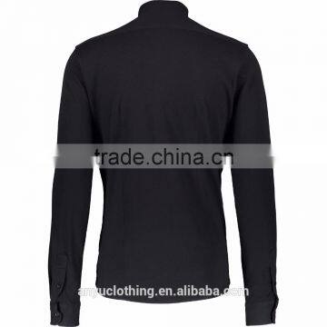 New Fashion Mens' Plain Black Collarless Cotton Shirt Supplier photo-2