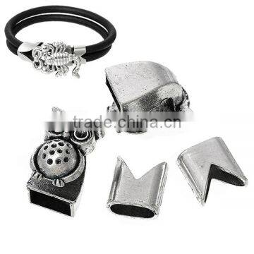 Hook Clasps Bracelet End Bar With Slider For Leather Bracelet Owl Halloween Antique Silver 19mm X13mm 13mm X12mm photo-3