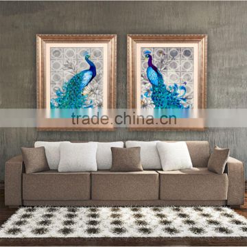 2016 Hot 5D Fashionable Diamonds Plated Embroidery Peacock Pattern Painting Cross Stitch Kit Home Bedroom Living Room Decoration