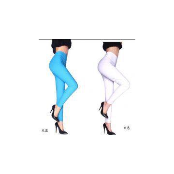 Large size candy color fashion high-waisted peg leg leggings