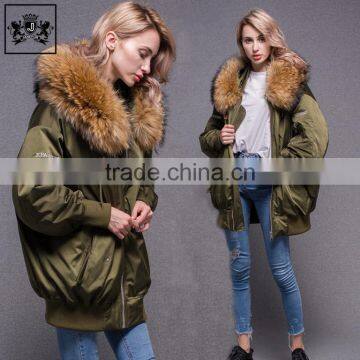 New Product Army Green Lady Down Winter Floral Bomber Jacket