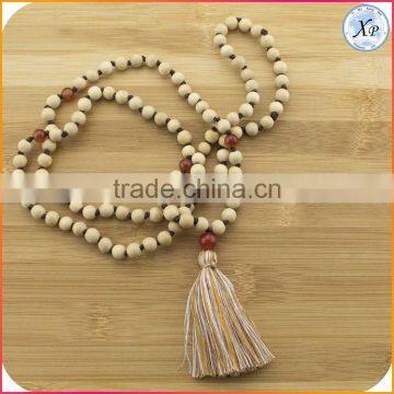 XP-PN-1475 Yiwu Wholesale Wood Mala Beads Necklace Wooden Beads Tassel Necklace photo-4