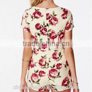 Rose Print Jumpsuit Playsuit, Lady Playsuit, Wholesale Playsuit photo-2