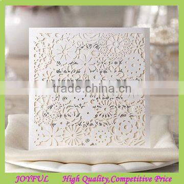 Pocket wedding invitation cards with Laser Cut Flower