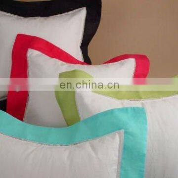 cushion cover with hemstitch and colorful hem