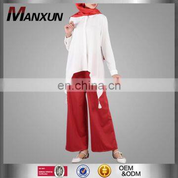 New Arrival Muslim Asymmetric Design Top With Palazzo Pants Abaya Suit For Woman Formal