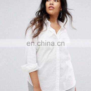 Plus Size Professional Women Long Sleeve Cotton White Classic Blouse